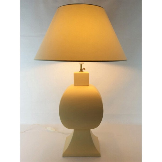Image 1 of Lampe vintage en céramique jaune de la Faïencerie de Charolles, 1980