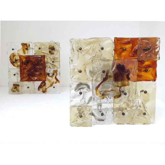 Image 1 of Paire d'appliques vintage patchwork verre space age Venini Italie 1970