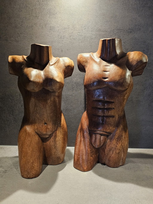 2 torses en bois d'époque