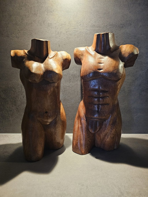 2 torses en bois d'époque