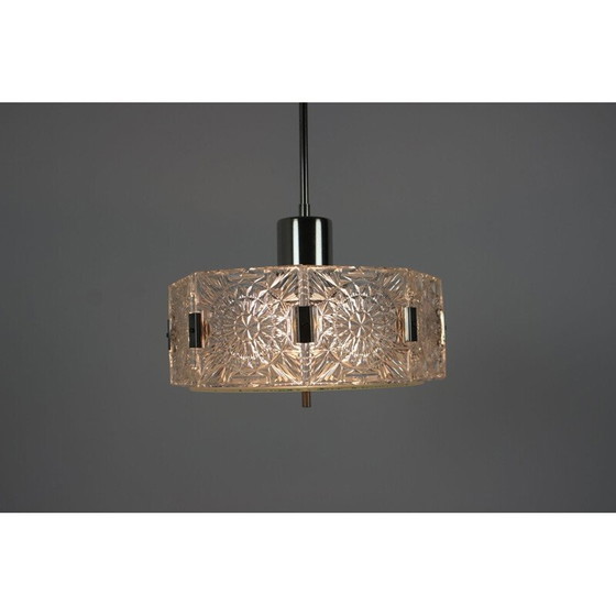 Image 1 of Suspension vintage en métal et verre par Kamenický Šenov, Tchécoslovaquie 1960