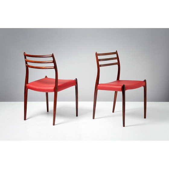 Image 1 of Ensemble de 8 chaises de salle à manger modèle 78 en bois de rose, Niels Moller 1962