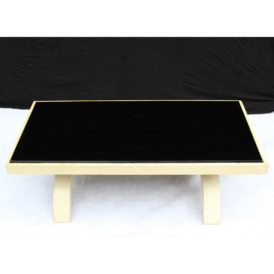 Image 1 of Table basse vintage en opaline noire et parchemin, 1940