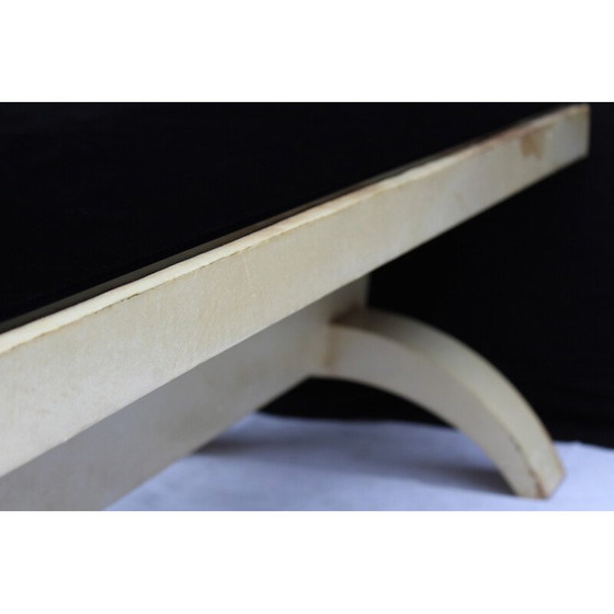 Image 1 of Table basse vintage en opaline noire et parchemin, 1940