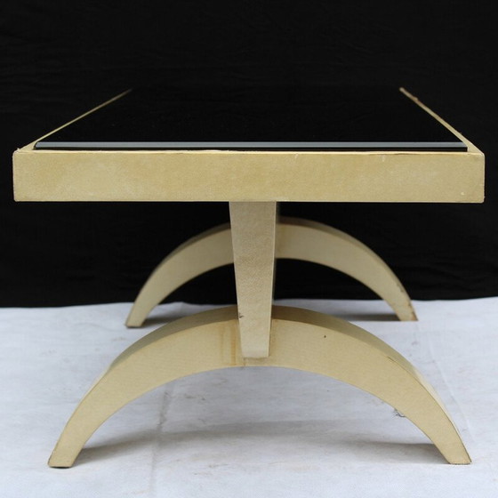 Image 1 of Table basse vintage en opaline noire et parchemin, 1940