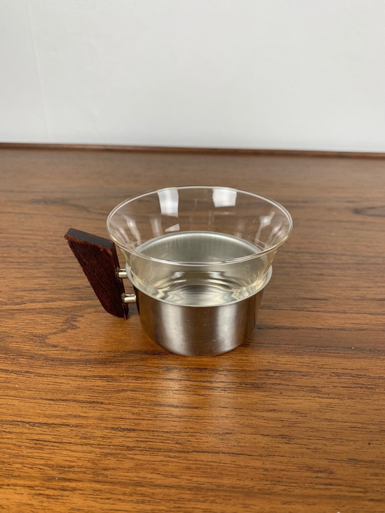 Image 1 of Ensemble de 4 tasses en métal et en verre, 1970