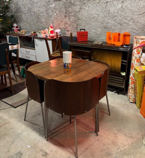 Ensemble Table Et Chaises Par Sandra Kragnert Pour Ikea Annes 1970 Marron-Ensemble Repas