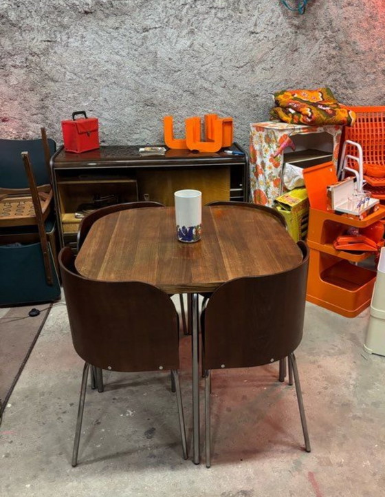 Image 1 of Ensemble Table Et Chaises Par Sandra Kragnert Pour Ikea Annes 1970 Marron-Ensemble Repas