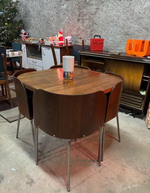 Ensemble Table Et Chaises Par Sandra Kragnert Pour Ikea Annes 1970 Marron-Ensemble Repas