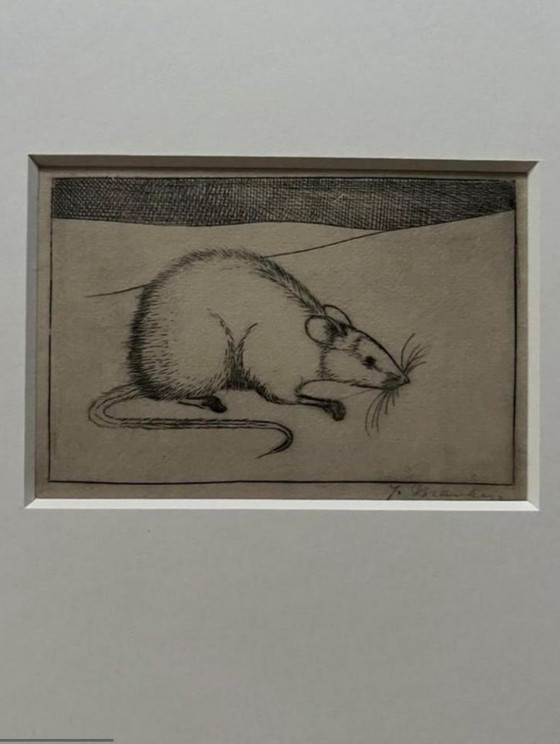 Image 1 of Jan Mankes 1889-1920 / Souris héliogravure originale 1923 (superbement encadrée)