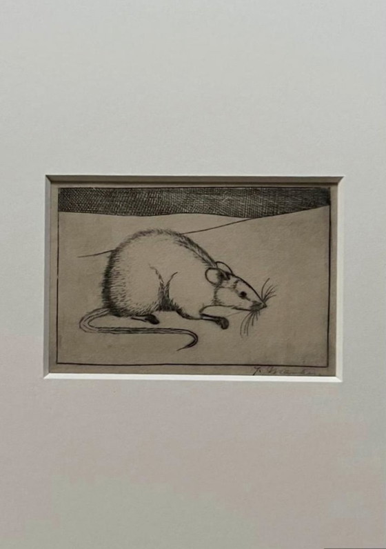 Image 1 of Jan Mankes 1889-1920 / Souris héliogravure originale 1923 (superbement encadrée)