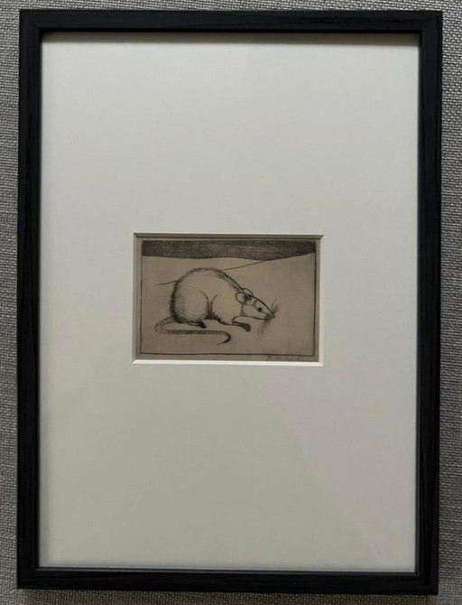 Jan Mankes 1889-1920 / Souris héliogravure originale 1923 (superbement encadrée)