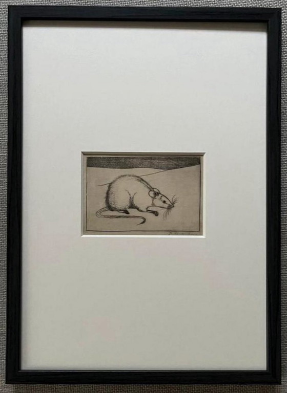 Image 1 of Jan Mankes 1889-1920 / Souris héliogravure originale 1923 (superbement encadrée)