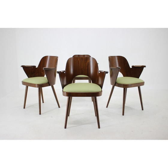 Image 1 of Ensemble de 4 chaises de salle à manger en bois vintage par Oswald Haerdtl, Tchécoslovaquie 1960