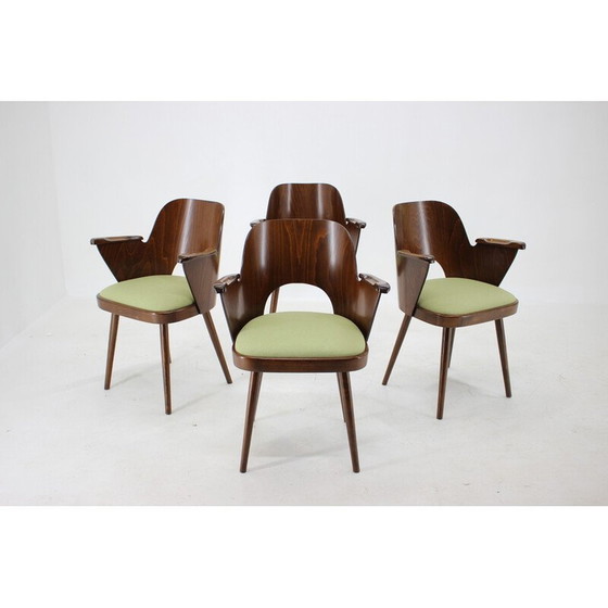 Image 1 of Ensemble de 4 chaises de salle à manger en bois vintage par Oswald Haerdtl, Tchécoslovaquie 1960