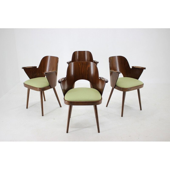 Image 1 of Ensemble de 4 chaises de salle à manger en bois vintage par Oswald Haerdtl, Tchécoslovaquie 1960