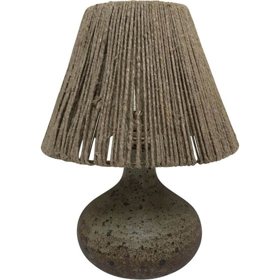 Lampe vintage en grès et corde, 1950