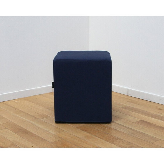 Image 1 of Ensemble de 6 poufs vintage en tissu bleu et jaune pour Softline