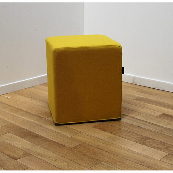 Image 1 of Ensemble de 6 poufs vintage en tissu bleu et jaune pour Softline