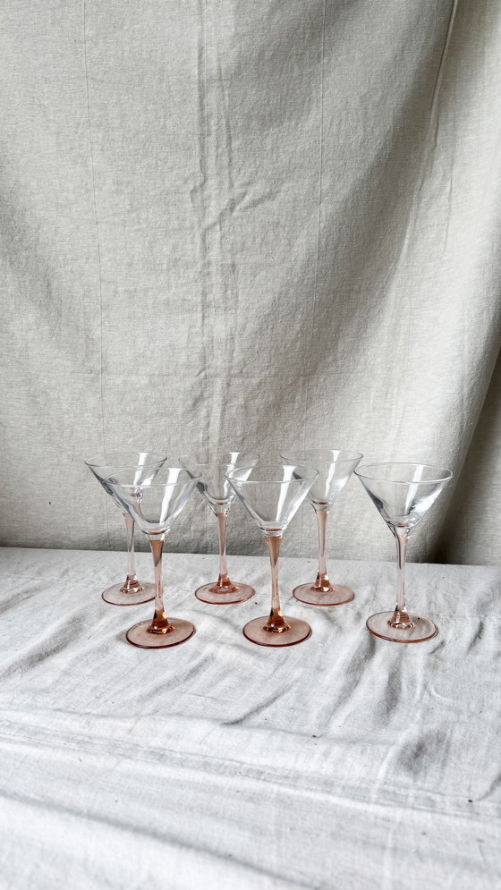 Image 1 of 6X Champagne/Martini Coupe, rose pâle, Luminarc