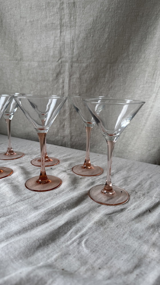 Image 1 of 6X Champagne/Martini Coupe, rose pâle, Luminarc