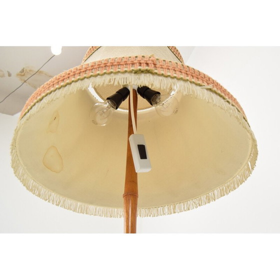 Image 1 of Lampadaire vintage en tissu, bois et chrome, Allemagne, années 1960