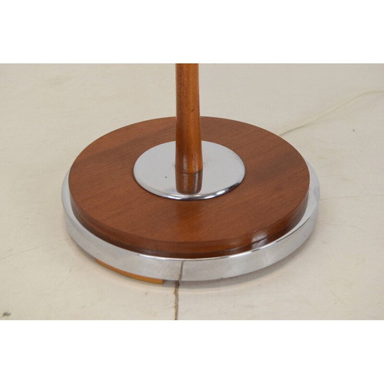 Image 1 of Lampadaire vintage en tissu, bois et chrome, Allemagne, années 1960