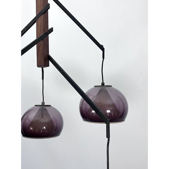 Image 1 of Lustre vintage en laiton et plexiglas pour Lampter Milano, Italie 1950