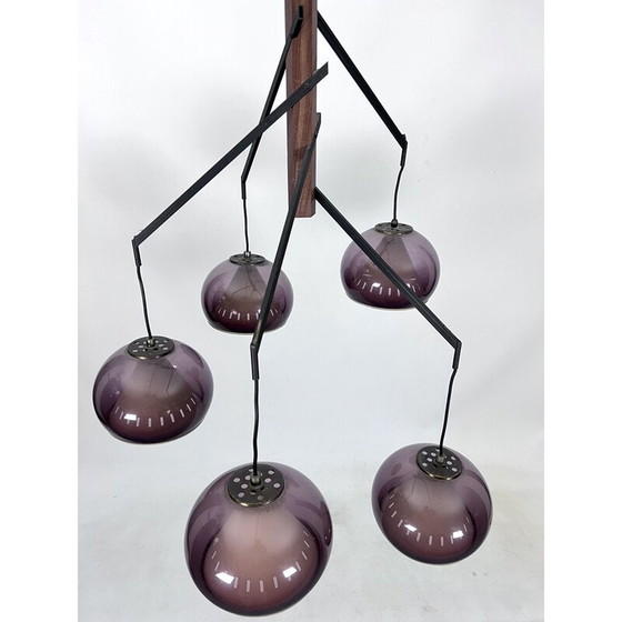 Image 1 of Lustre vintage en laiton et plexiglas pour Lampter Milano, Italie 1950