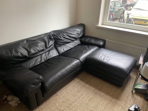 Canapé-lit vintage Roche Bobois avec pouf