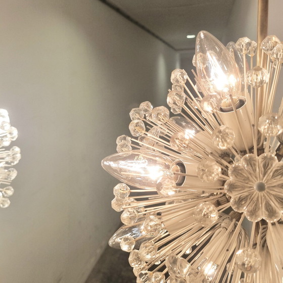 Image 1 of Ensemble de 2 lustres Snowball Starburst Sputnik Chandeliers par Emil Stejnar pour Rupert Nikoll, 1960s.