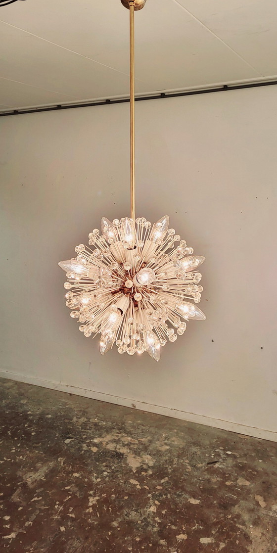 Image 1 of Ensemble de 2 lustres Snowball Starburst Sputnik Chandeliers par Emil Stejnar pour Rupert Nikoll, 1960s.
