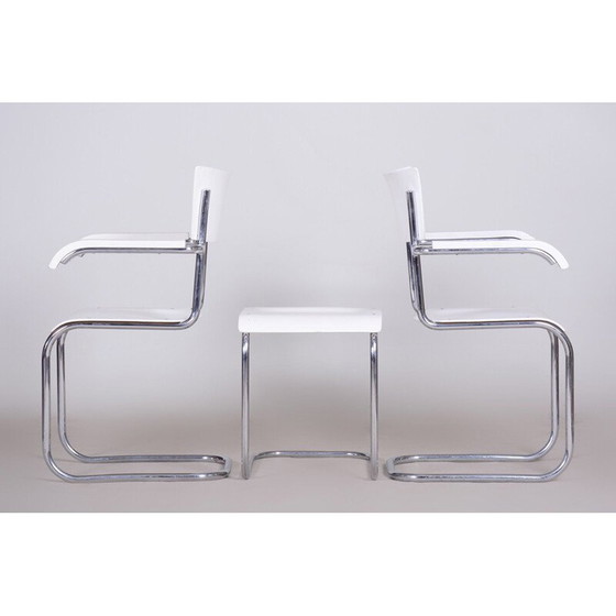 Image 1 of Paire de chaises et tabouret blancs vintage par Mart Stam pour Mucke Melder, années 1930