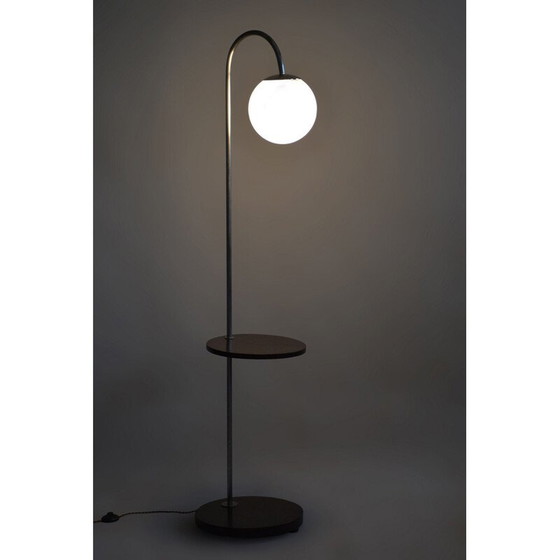 Image 1 of Lampadaire vintage Bauhaus en acier chromé et hêtre, Tchécoslovaquie 1930