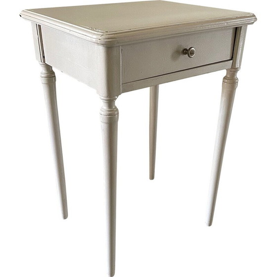 Image 1 of Table de nuit vintage patinée beige