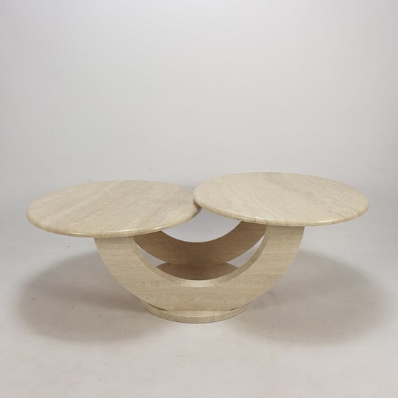Image 1 of Table basse vintage en travertin, Italie 1980
