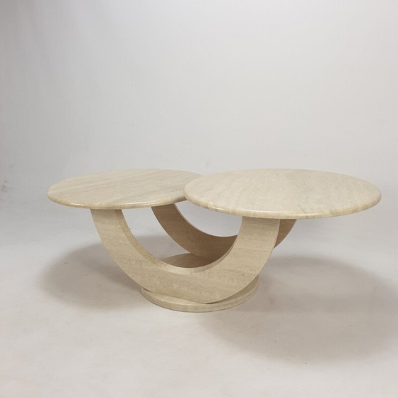 Image 1 of Table basse vintage en travertin, Italie 1980
