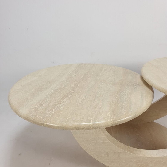 Image 1 of Table basse vintage en travertin, Italie 1980