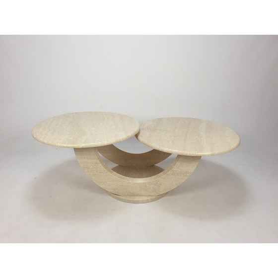 Image 1 of Table basse vintage en travertin, Italie 1980