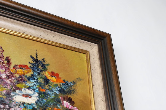 Image 1 of Artiste belge, Nature morte avec un bouquet de fleurs, 1950S, huile sur toile, encadrée