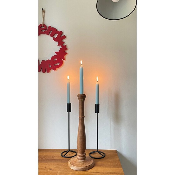 Image 1 of Set de 3 chandeliers vintage en teck et acier