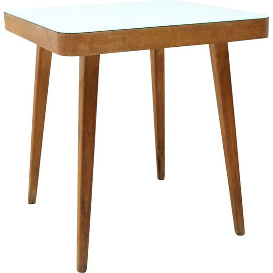 Image 1 of Table d'appoint vintage en bois de hêtre, Tchécoslovaquie années 1960
