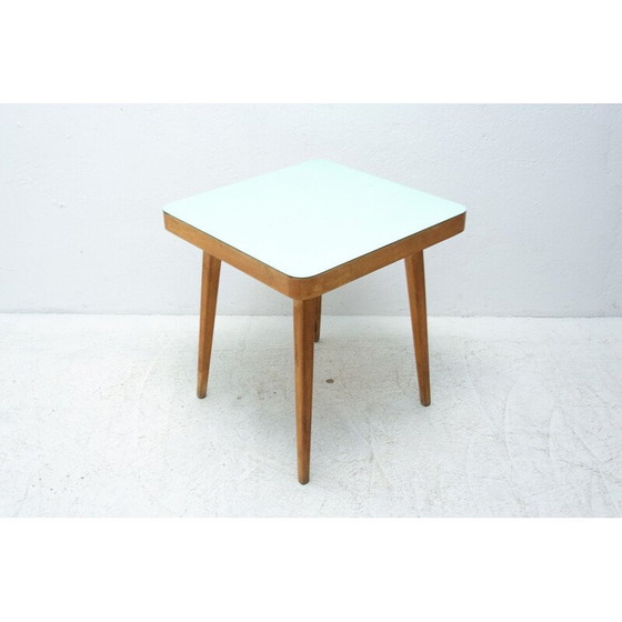 Image 1 of Table d'appoint vintage en bois de hêtre, Tchécoslovaquie années 1960