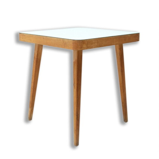 Table d'appoint vintage en bois de hêtre, Tchécoslovaquie années 1960