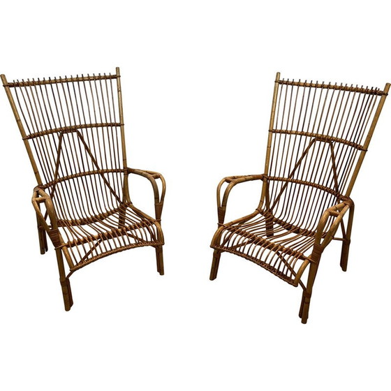 Image 1 of Paire de fauteuils en rotin, France 1950
