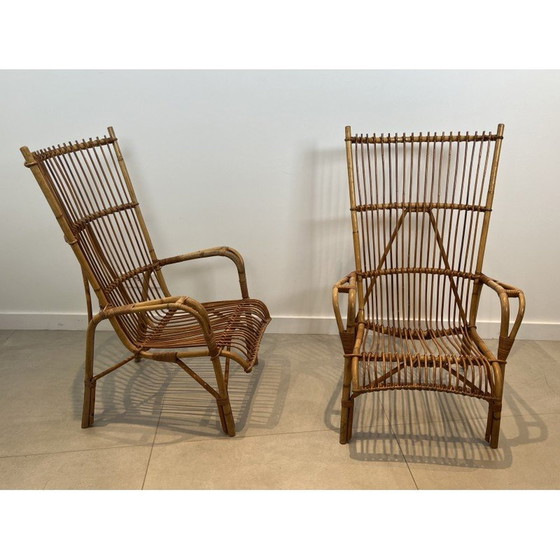 Image 1 of Paire de fauteuils en rotin, France 1950