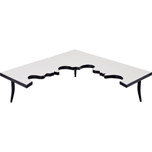 Table basse vintage en fer et bois par Jean Marais pour Poltrona, Italie 1972