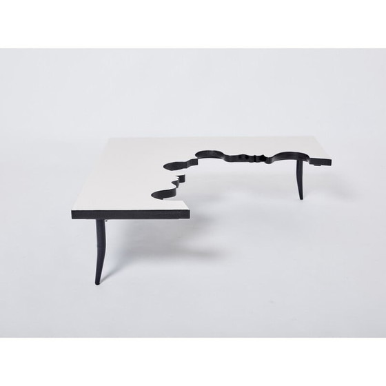 Image 1 of Table basse vintage en fer et bois par Jean Marais pour Poltrona, Italie 1972