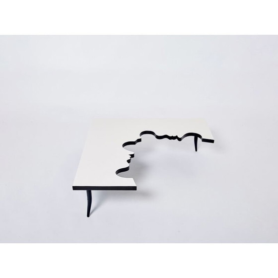 Image 1 of Table basse vintage en fer et bois par Jean Marais pour Poltrona, Italie 1972