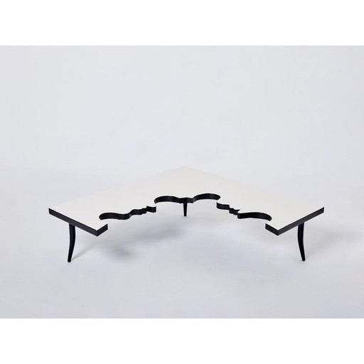 Table basse vintage en fer et bois par Jean Marais pour Poltrona, Italie 1972
